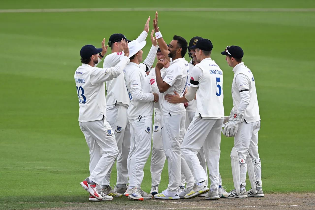 Unadkat's four-wicket haul and Hughes' half-century put Sussex in commanding position.